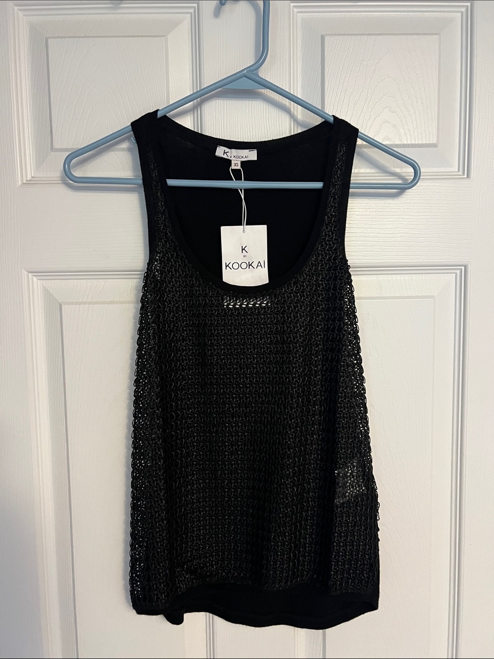 Kookai Black Open-Knit Tank